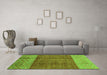 Machine Washable Abstract Green Modern Area Rugs in a Living Room,, wshabs3696grn