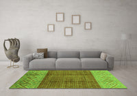 Machine Washable Abstract Green Modern Rug, wshabs3696grn