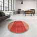 Round Abstract Red Modern Rug in a Office, abs3696