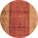 Round Machine Washable Abstract Brown Modern Rug, wshabs3696brn