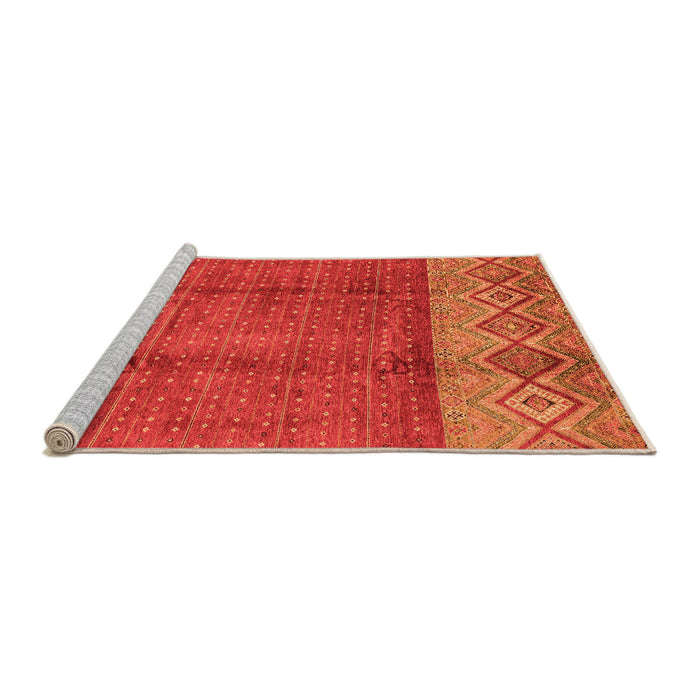 Sideview of Machine Washable Abstract Orange Modern Area Rugs, wshabs3696org