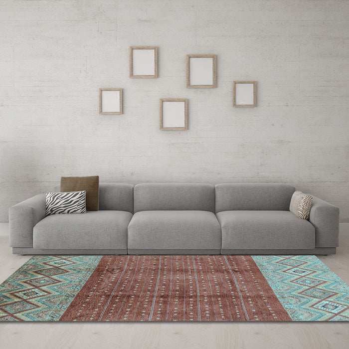 Machine Washable Abstract Light Blue Modern Rug in a Living Room, wshabs3696lblu