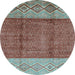 Round Abstract Light Blue Modern Rug, abs3696lblu