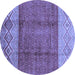 Round Abstract Blue Modern Rug, abs3696blu