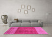 Machine Washable Abstract Pink Modern Rug in a Living Room, wshabs3696pnk