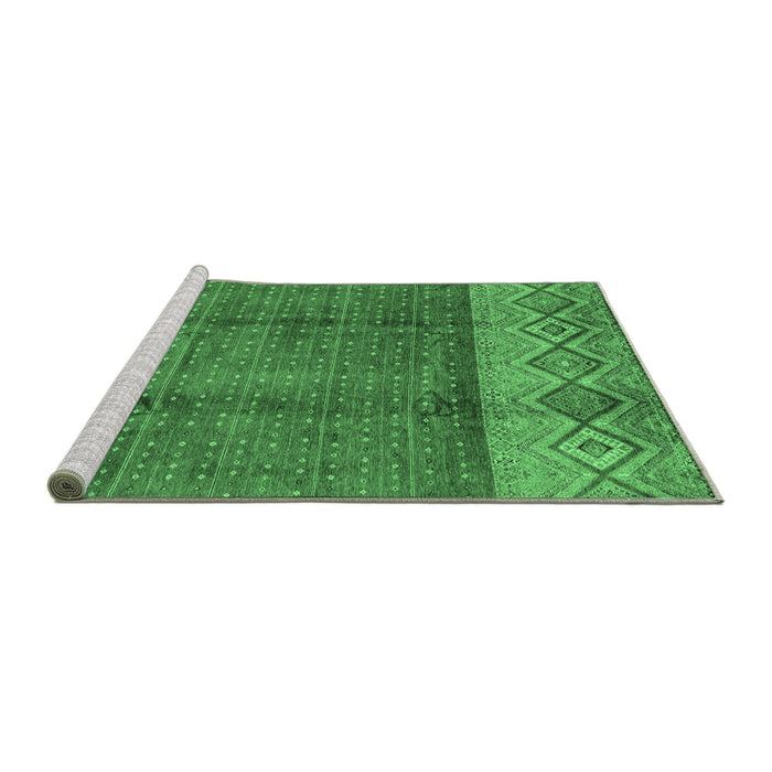 Sideview of Machine Washable Abstract Emerald Green Modern Area Rugs, wshabs3696emgrn
