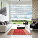 Square Abstract Red Modern Rug in a Living Room, abs3696