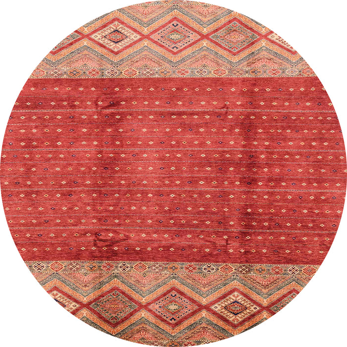 Round Machine Washable Abstract Red Rug, wshabs3696