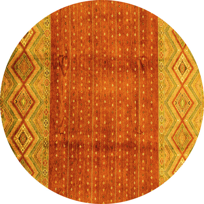 Round Abstract Yellow Modern Rug, abs3696yw