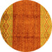 Round Abstract Yellow Modern Rug, abs3696yw