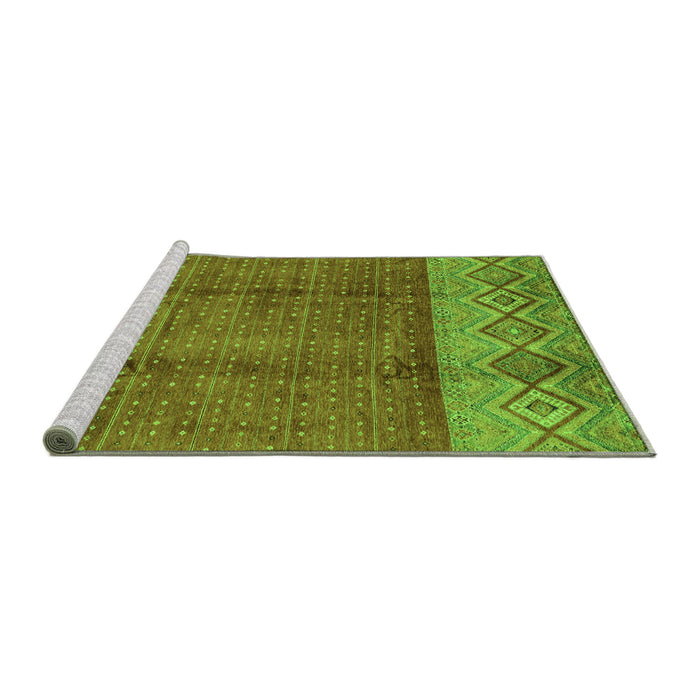 Sideview of Machine Washable Abstract Green Modern Area Rugs, wshabs3696grn
