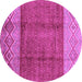 Round Abstract Purple Modern Rug, abs3696pur