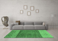 Machine Washable Abstract Emerald Green Modern Rug, wshabs3696emgrn