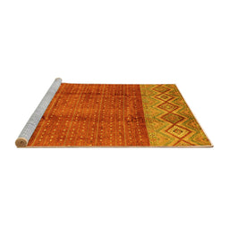 Sideview of Machine Washable Abstract Yellow Modern Rug, wshabs3696yw