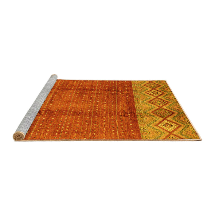 Sideview of Machine Washable Abstract Yellow Modern Rug, wshabs3696yw