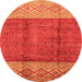 Round Machine Washable Abstract Orange Modern Area Rugs, wshabs3696org