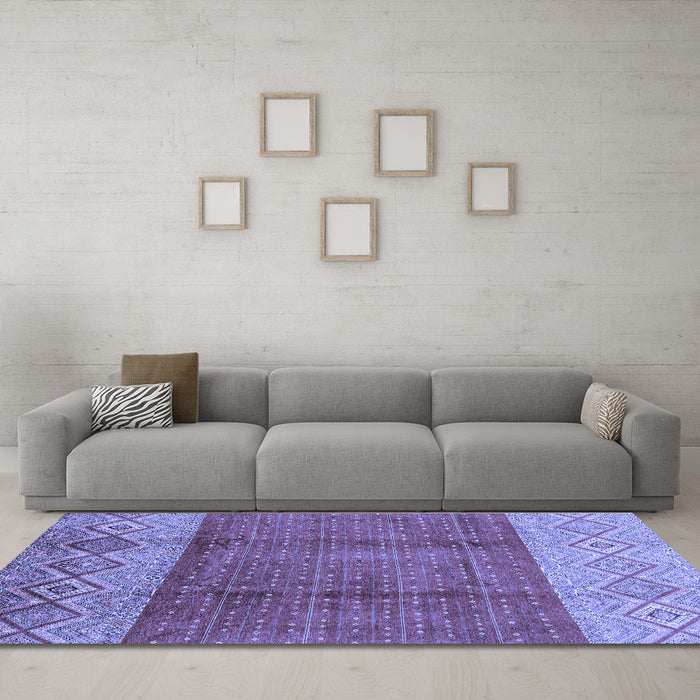 Machine Washable Abstract Blue Modern Rug in a Living Room, wshabs3696blu