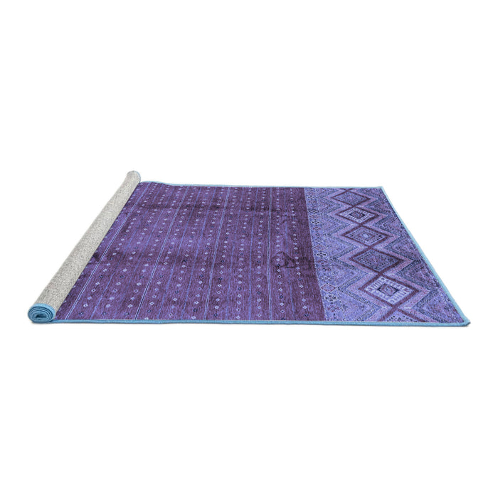Sideview of Machine Washable Abstract Blue Modern Rug, wshabs3696blu