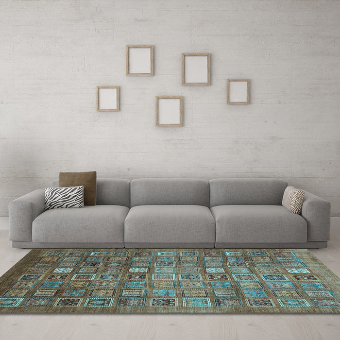 Machine Washable Abstract Light Blue Modern Rug in a Living Room, wshabs3697lblu