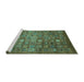 Sideview of Machine Washable Abstract Turquoise Modern Area Rugs, wshabs3697turq