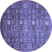 Round Machine Washable Abstract Blue Modern Rug, wshabs3697blu