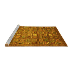 Sideview of Machine Washable Abstract Yellow Modern Rug, wshabs3697yw