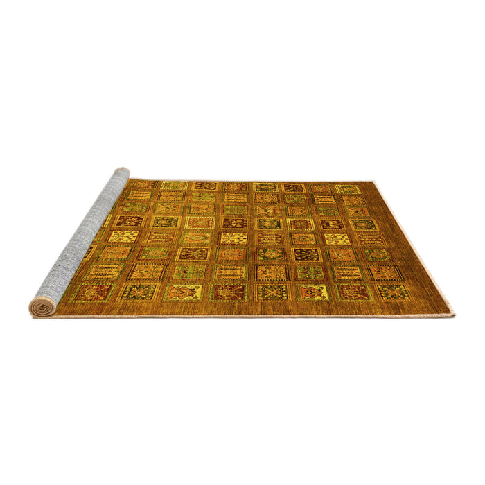 Sideview of Machine Washable Abstract Yellow Modern Rug, wshabs3697yw
