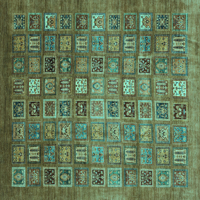 Square Abstract Turquoise Modern Rug, abs3697turq