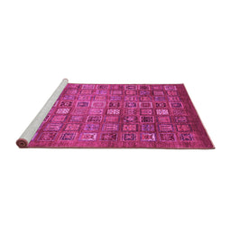 Sideview of Machine Washable Abstract Pink Modern Rug, wshabs3697pnk