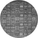 Round Machine Washable Abstract Gray Modern Rug, wshabs3697gry