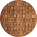 Round Abstract Brown Modern Rug, abs3697brn