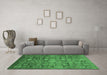 Machine Washable Abstract Emerald Green Modern Area Rugs in a Living Room,, wshabs3697emgrn