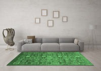 Machine Washable Abstract Emerald Green Modern Rug, wshabs3697emgrn