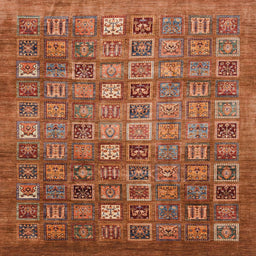 Square Machine Washable Abstract Orange Rug, wshabs3697