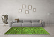 Machine Washable Abstract Green Modern Area Rugs in a Living Room,, wshabs3697grn