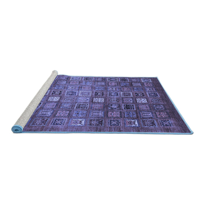 Sideview of Machine Washable Abstract Blue Modern Rug, wshabs3697blu