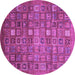 Round Abstract Purple Modern Rug, abs3697pur