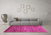 Machine Washable Abstract Pink Modern Rug, wshabs3697pnk