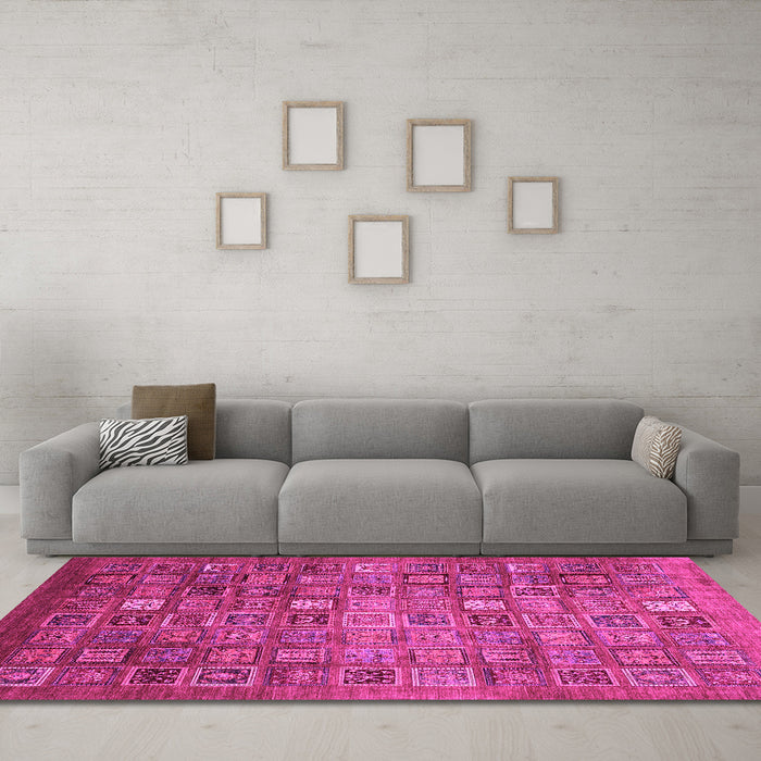 Machine Washable Abstract Pink Modern Rug in a Living Room, wshabs3697pnk