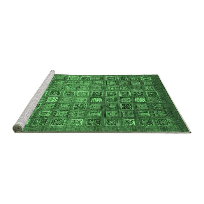 Sideview of Machine Washable Abstract Emerald Green Modern Area Rugs, wshabs3697emgrn