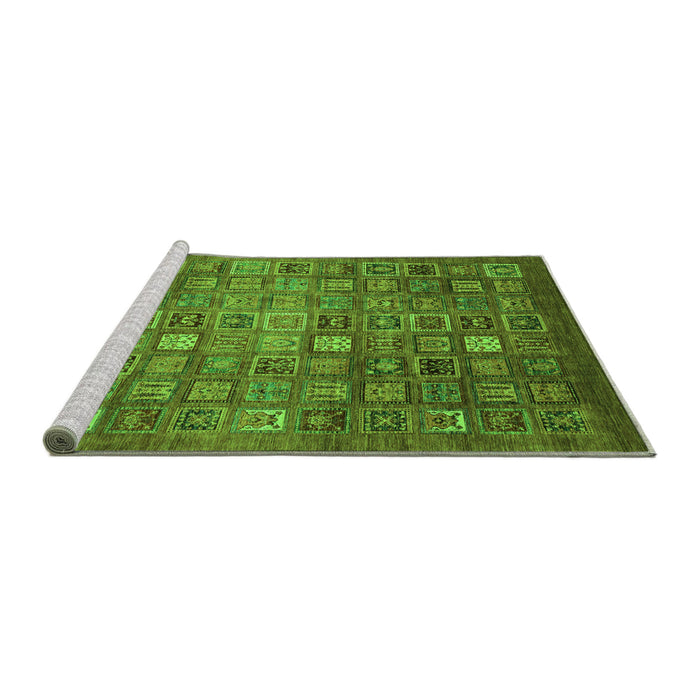 Sideview of Machine Washable Abstract Green Modern Area Rugs, wshabs3697grn