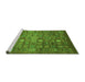 Sideview of Machine Washable Abstract Green Modern Area Rugs, wshabs3697grn