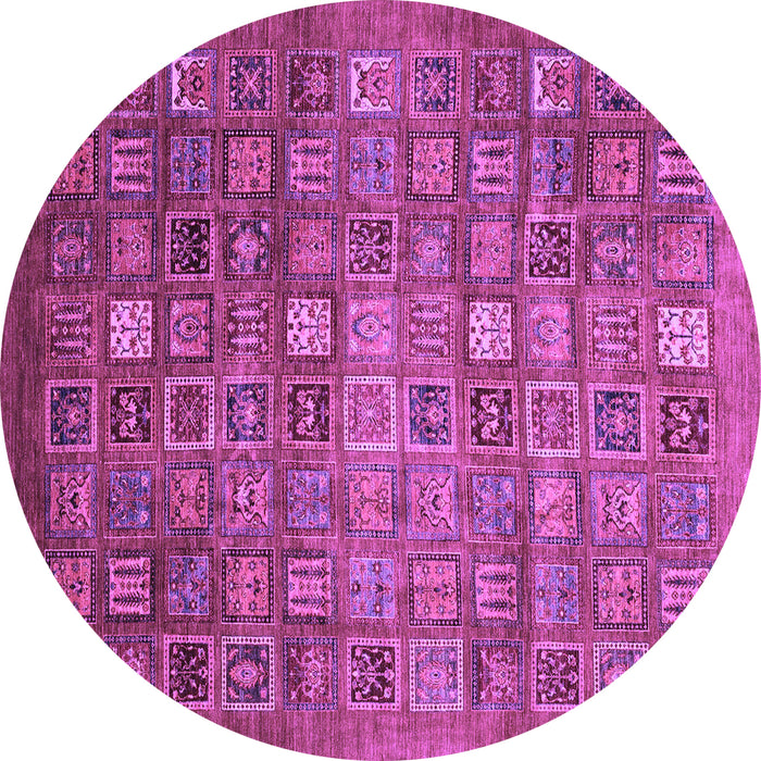 Round Machine Washable Abstract Purple Modern Area Rugs, wshabs3697pur