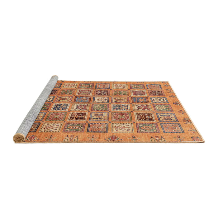 Sideview of Machine Washable Abstract Orange Rug, wshabs3698
