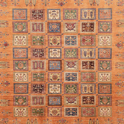 Square Machine Washable Abstract Orange Rug, wshabs3698