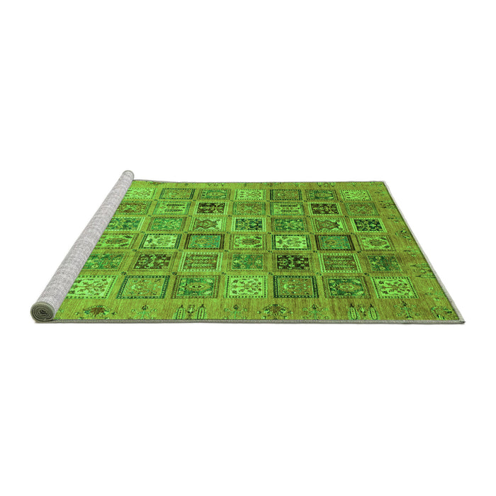 Sideview of Machine Washable Abstract Green Modern Area Rugs, wshabs3698grn