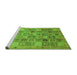 Sideview of Machine Washable Abstract Green Modern Area Rugs, wshabs3698grn