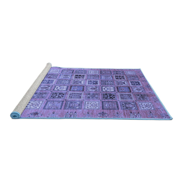 Sideview of Machine Washable Abstract Blue Modern Rug, wshabs3698blu