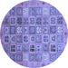 Round Machine Washable Abstract Blue Modern Rug, wshabs3698blu