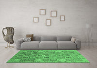 Machine Washable Abstract Emerald Green Modern Rug, wshabs3698emgrn